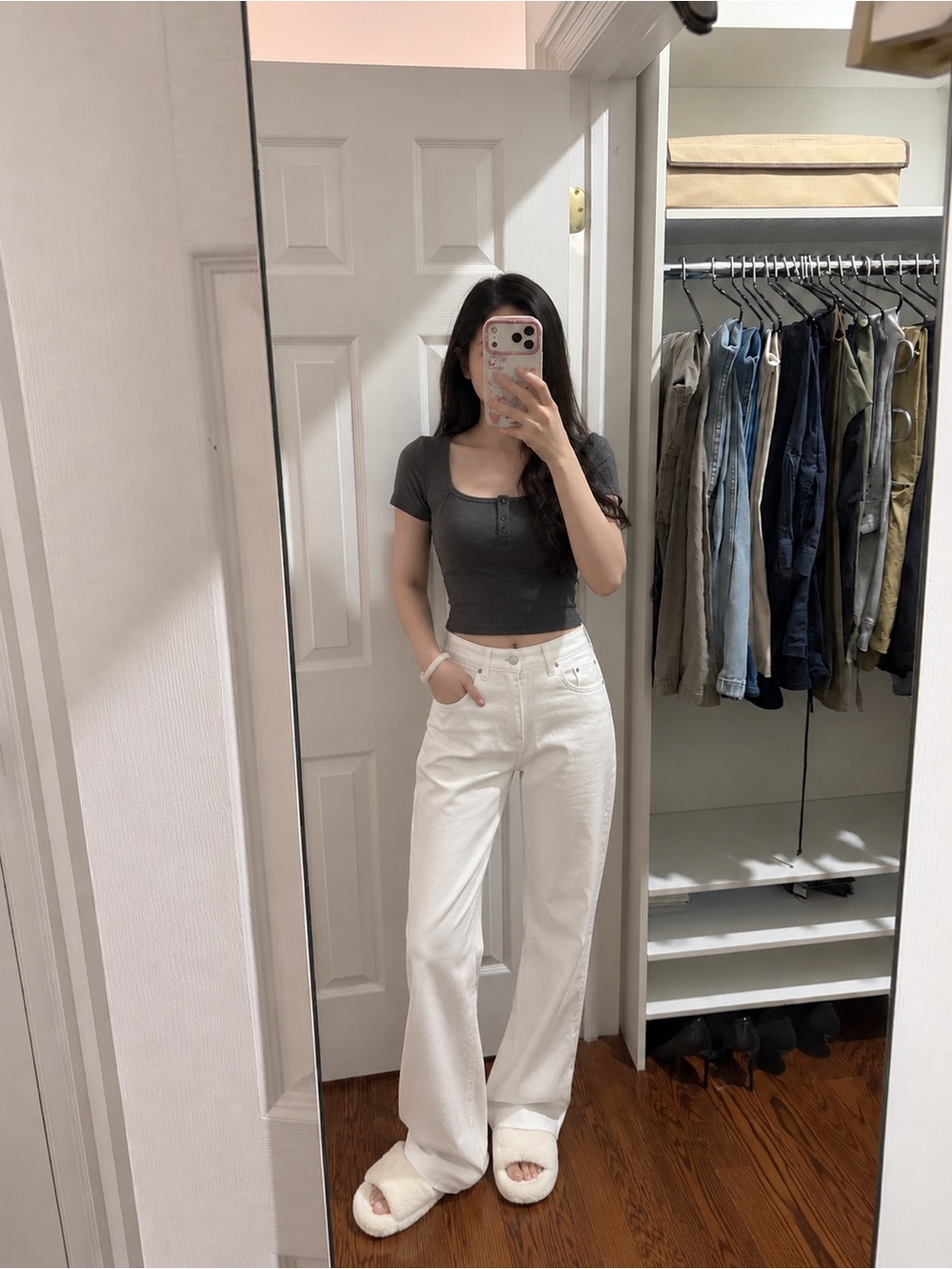 White High-Rise Straight Leg Jeans — Women